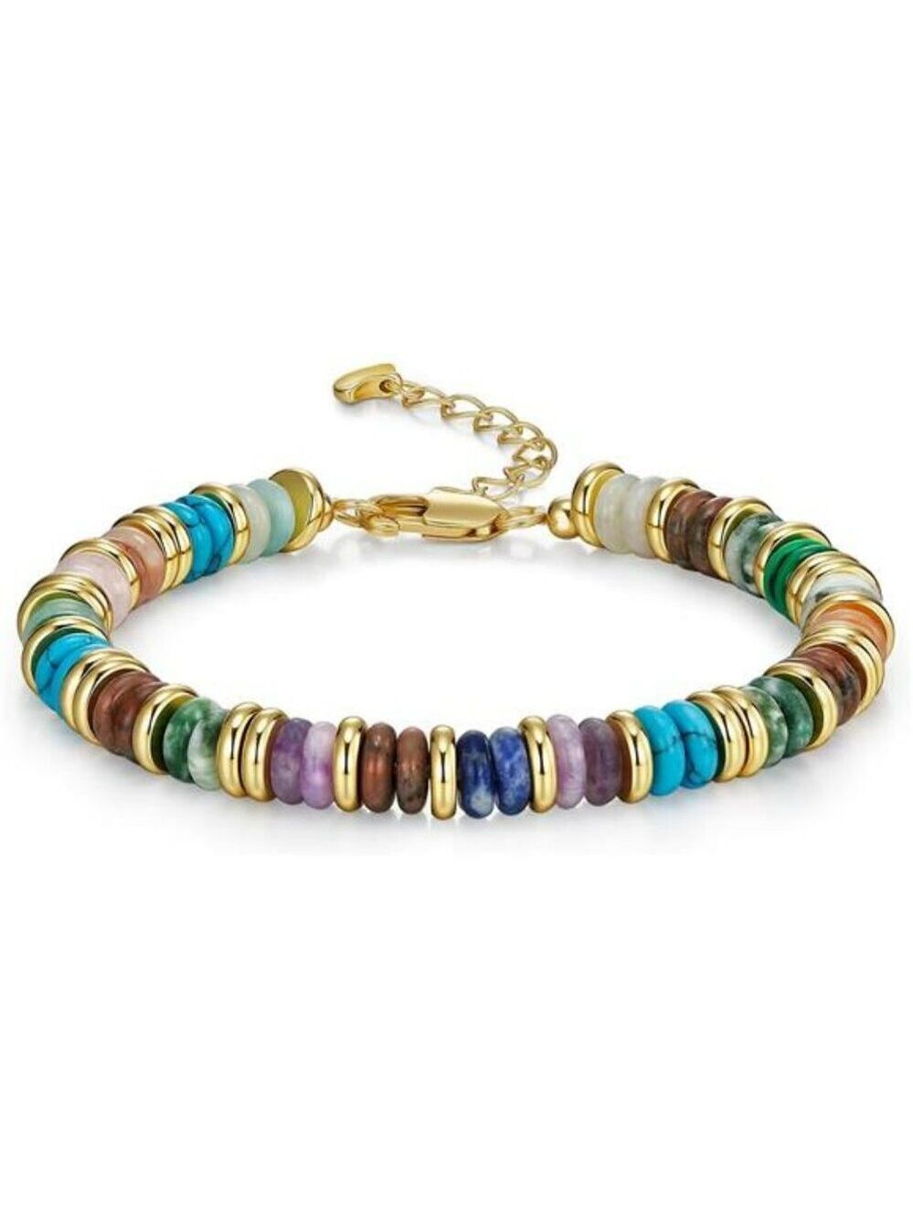 Colorful Beaded Stone Bracelet Set for Women 18K Gold Plated Stackable Jewelry